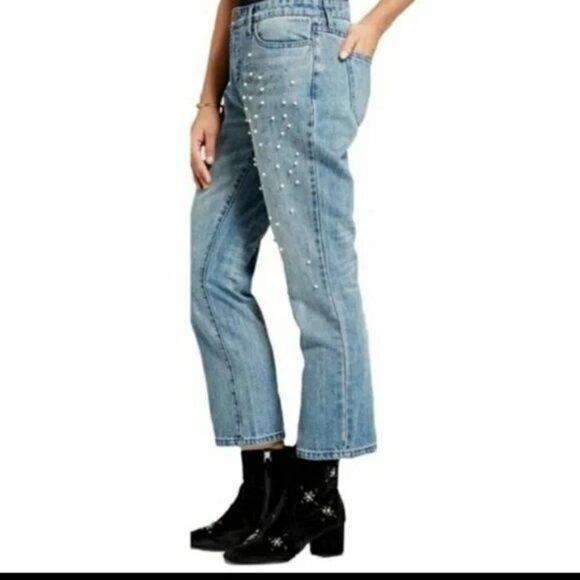 Who What Wear Pearl Embellished Cropped Jeans - Picture 3 of 6